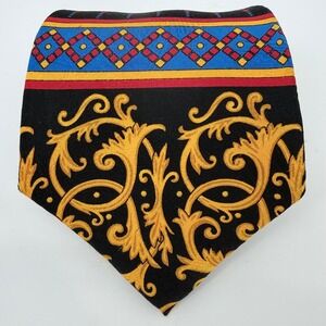 Vintage Rush Limbaugh Neck Tie Gold Chain No Boundaries Silk 1990s USA 59L 4W